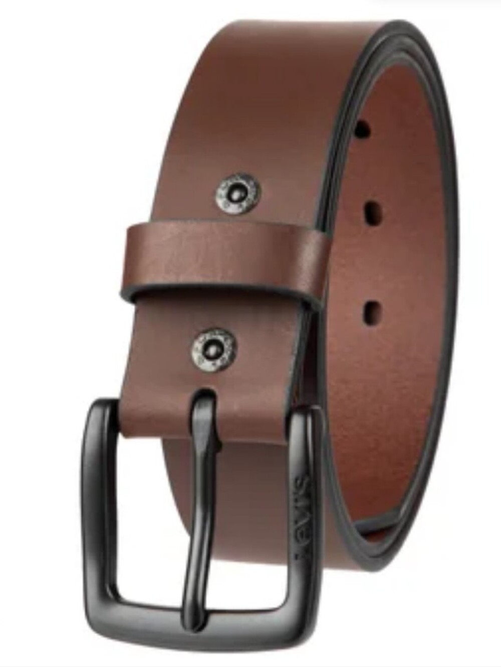 NWT Levi's Men's Brown Leather Belt with Black Buckle L